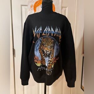 Def Leppard Animals Oversized Unisex Black Crew Sweatshirt Size Medium NWOT